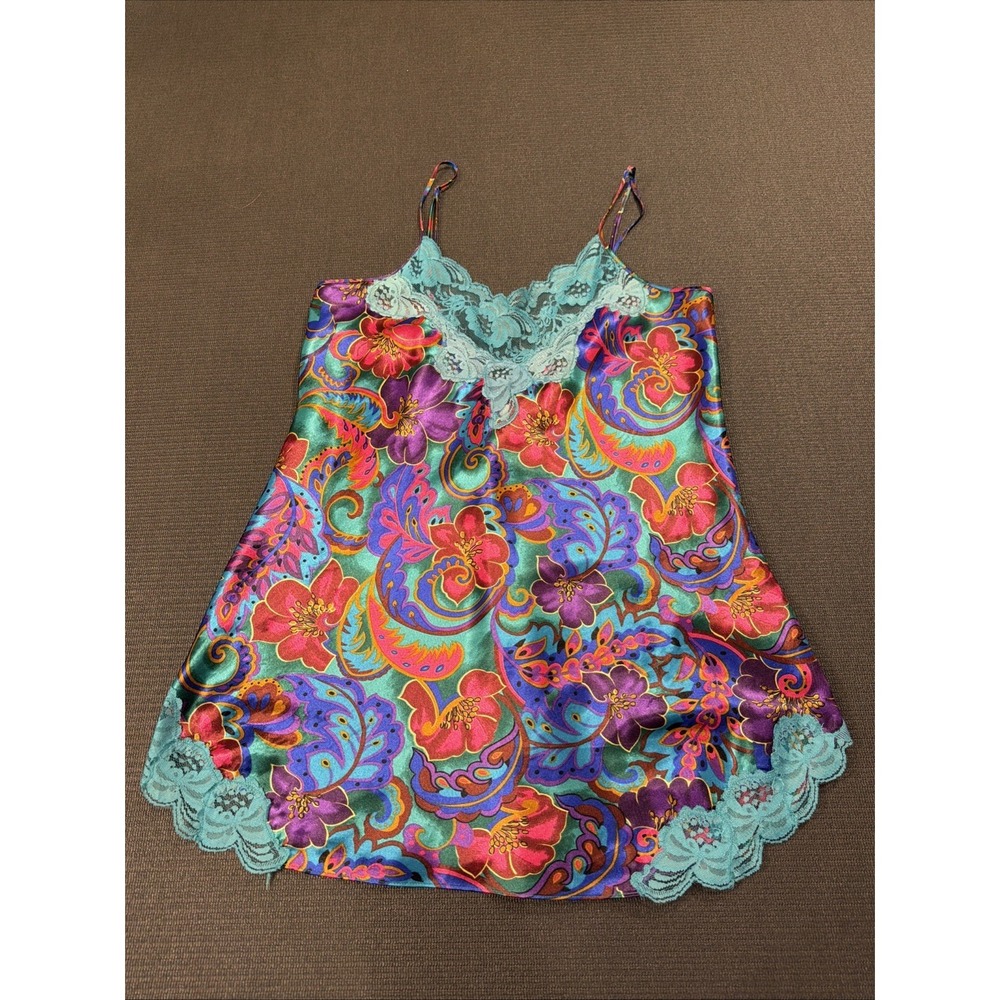 Victoria's Secret Floral‎ Slip Lace Dress Vintage Gold Label Fairycore Cottage M